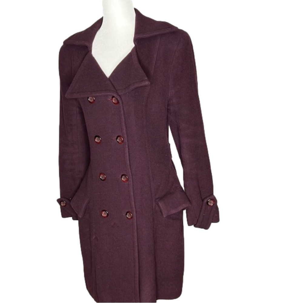 ***sold****Haux Couture Maroon Wool Retro Coat - Picture 1 of 8